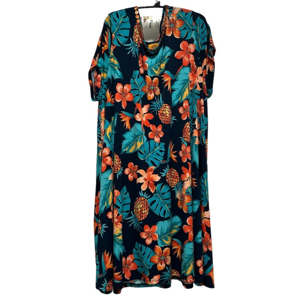 Ruby Rd Womens 3X Tropical Cap Sleeve
Dress Orange Embellishment Neck Line